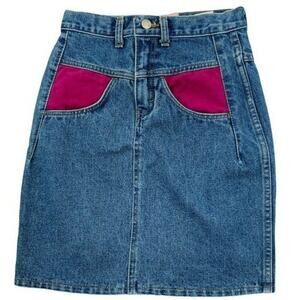 Carbon Copies Vintage Jean Skirt Women's Size 10 Button Back Slit Pencil Denim